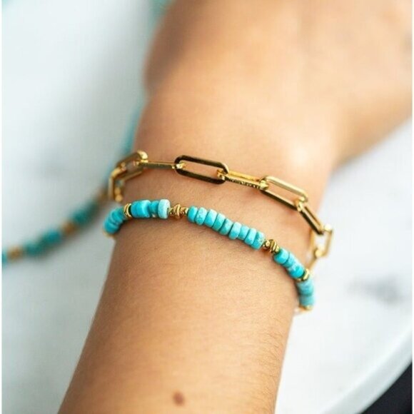 Bundle Genuine Turquoise Beaded Necklace & Bracelet Gorgeous Set High End Stone - Picture 12 of 12